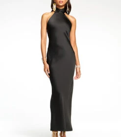 Tatiana High Neck Maxi Dress Black