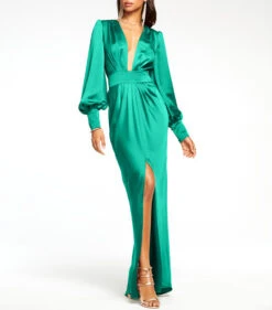 Madelane Plunging Maxi Dress Jewel Green