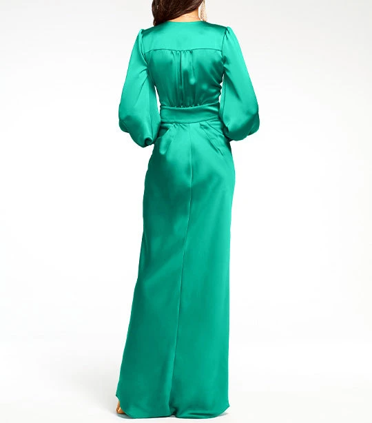 Madelane Plunging Maxi Dress Jewel Green - Image 2