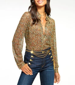 Tien Button-Front Shirt Magical Mesh