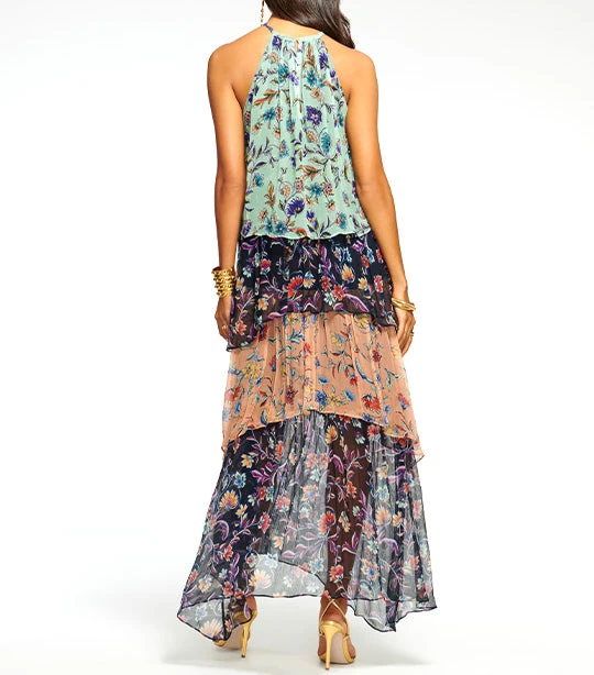 Printed Chrisley Tiered Maxi Dress Navy Jardin - Image 2