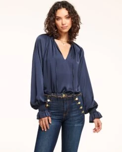 Satin Bethany Puff Sleeve Top