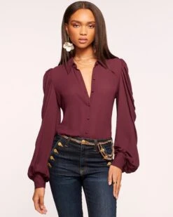 Rose Puff Sleeve Blouse