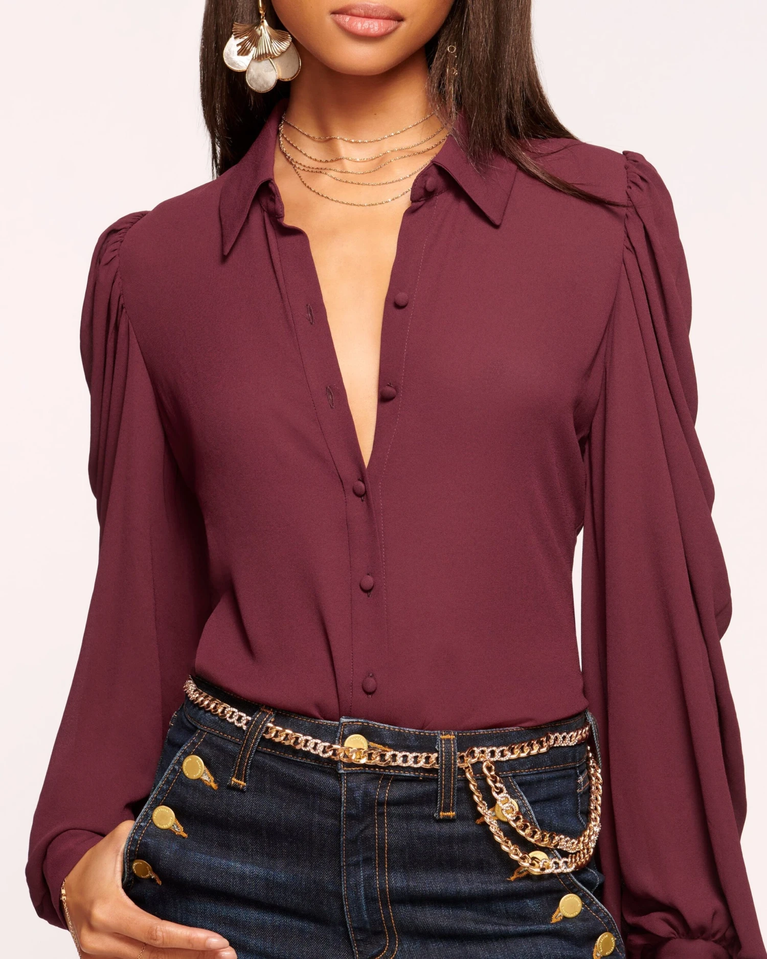 Rose Puff Sleeve Blouse - Image 2
